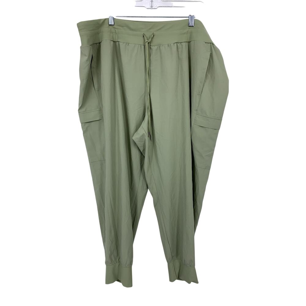 NWT CALIA Journey Cargo Pocket Jogger Pants Womens 2X Green Mid Rise Drawstring